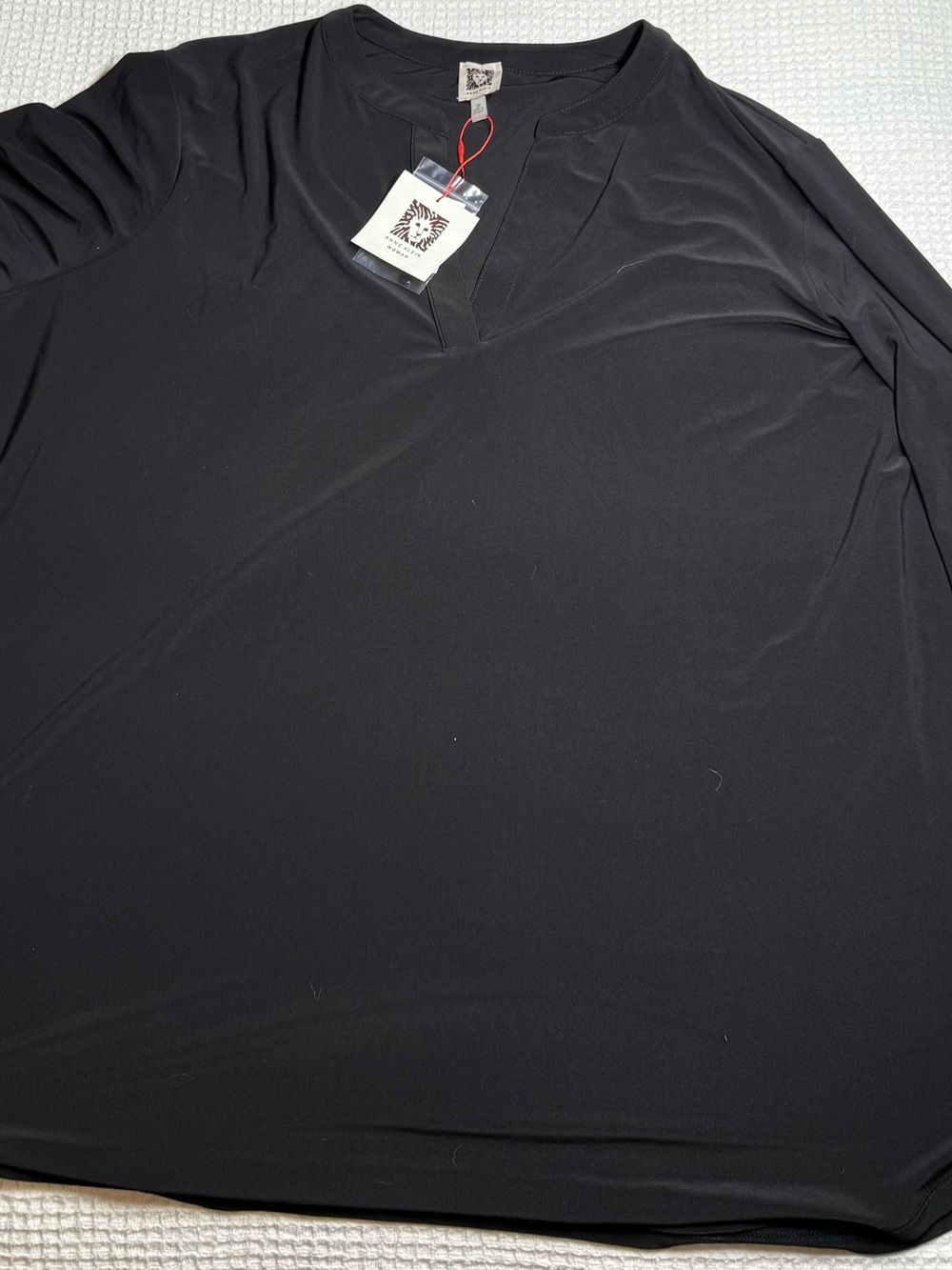 Anne Klein Black Long Sleeve V-Neck Blouse